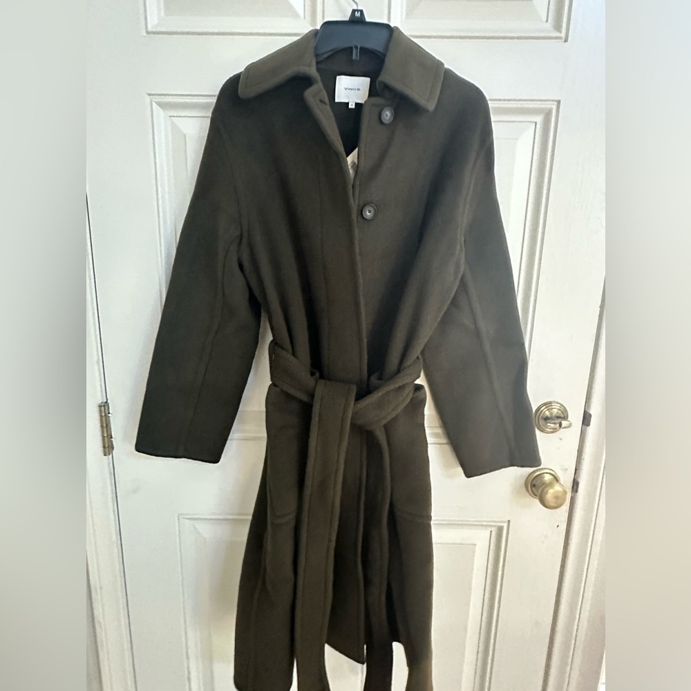 Vince olive green wool coat